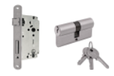 STV SECURITY LOCK - ART. 110 LOCK+EQUAL DOUBLE SIDE KEYHOLE CYLINDER 70MM WITH ROUND PLATE - STAINLESS STEEL FINISH
