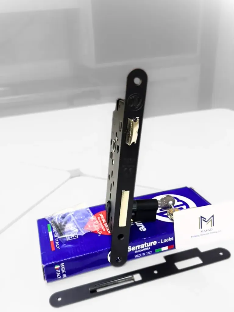 STV SECURITY LOCK - ART. 110 LOCK+EQUAL DOUBLE SIDE KEYHOLE CYLINDER 70MM WITH ROUND PLATE - BLACK PAINTED FINISH