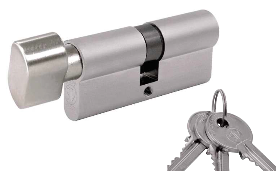 STV EQUAL ZAMAK KNOB CYLINDER WITH KEYHOLE- ART. 207 SATIN NICKEL FINISH - 70MM (35MM+35MM)