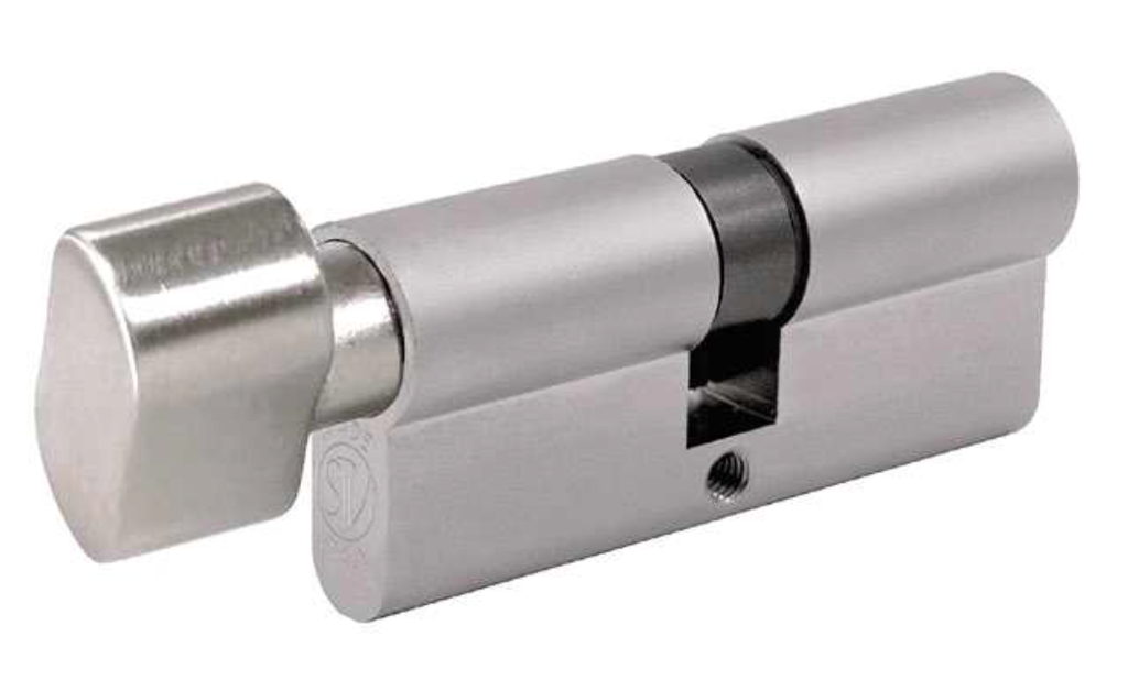 STV EQUAL ZAMAK KNOB CYLINDER WITH EMERGENCY SCREW CUT - ART. 2W7 SATIN NICKEL FINISH - 70MM (35MM+35MM)