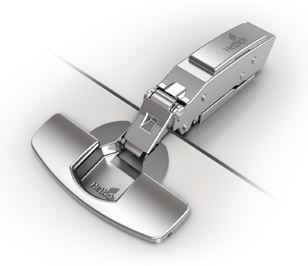 HETTICH SENSYS 110° HINGE WITH INTEGRATED SILENT SYSTEM (SENSYS 8645I), NICKEL PLATED, OVERLAY, OPENING ANGLE 110°, TH-DRILLING PATTERN 52 X 5.5 MM, FOR SCREWING ON (-)