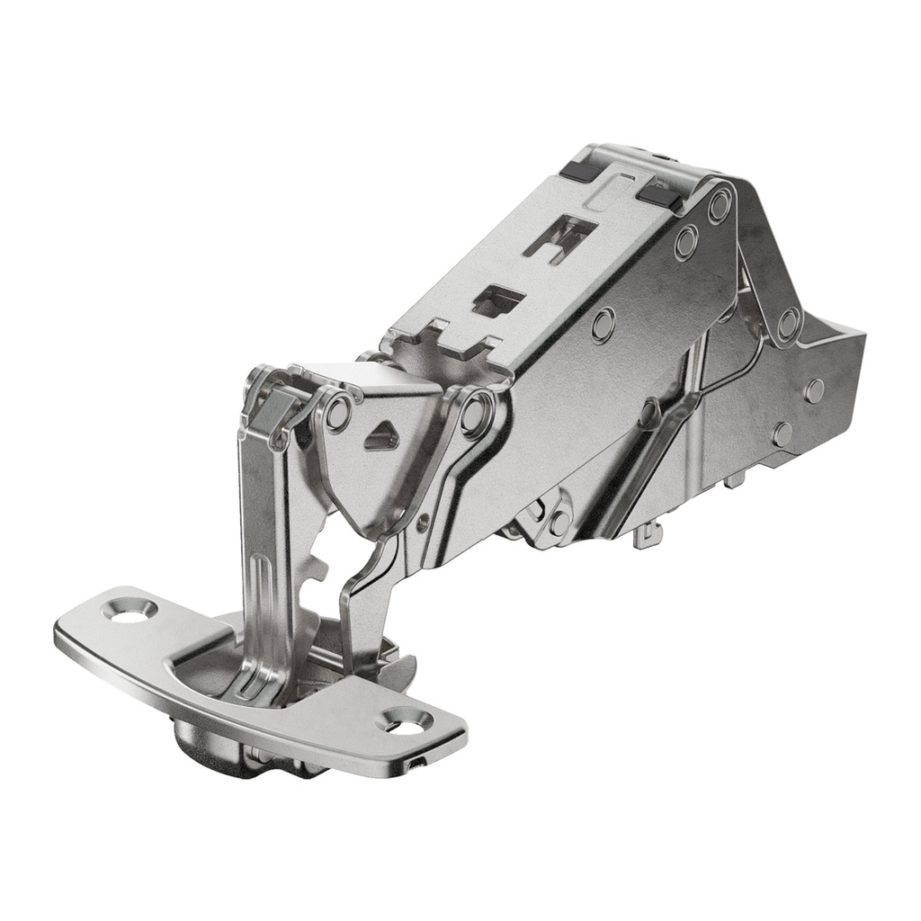 HETTICH - SENSYS WIDE ANGLE HINGE, WITH ZERO PROTRUSION, WITH INTEGRATED SILENT SYSTEM (SENSYS 8657I), NICKEL PLATED, HALF OVERLAY, OPENING ANGLE 165°, TH-DRILLING PATTERN 52 X 5.5 MM, FOR SCREWING ON (-)