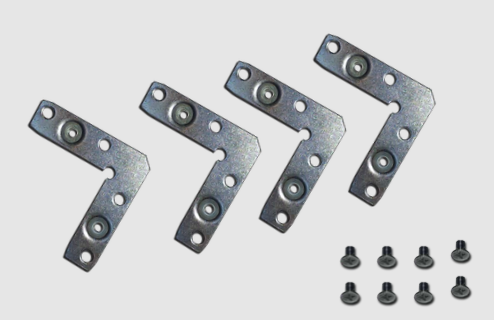 HETTICH - ANGLE L SHAPE CONNECTORS SS 304 FINISH FOR ALUMINUM PROFILE - SET (4PCS + 8PCS SCREW)