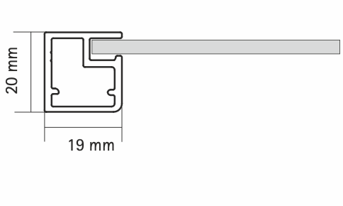 HETTICH - 45mm STRAIGHT FRAME ALUMINUM PROFILE FOR GLASS SHELFS - BLACK MATT ANODIZED (4mm GLASS PANEL)